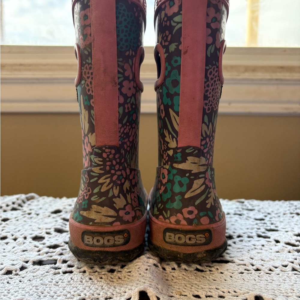 Bogs Pink and Teal Floral Boots